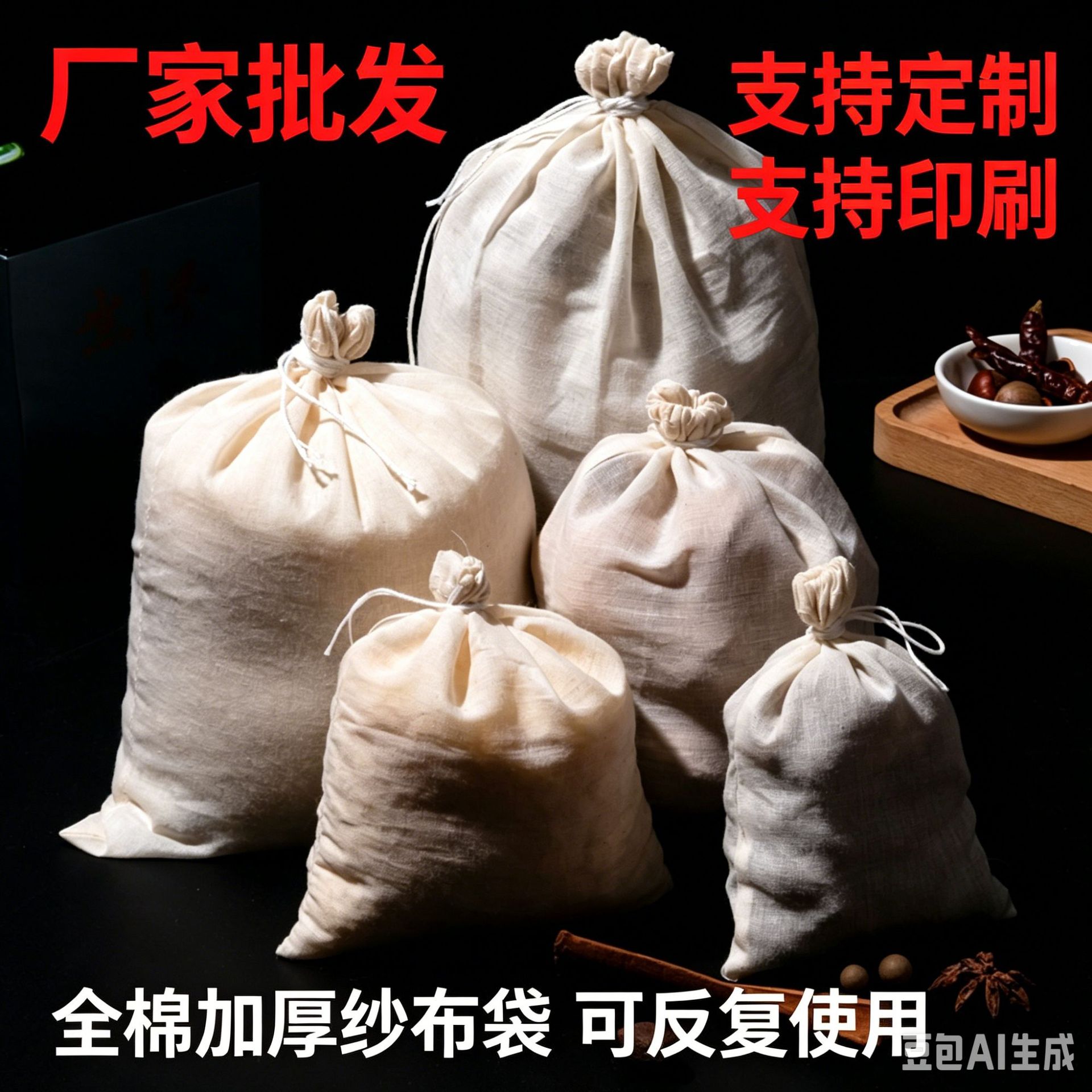 加厚棉布袋纯棉纱布过滤袋卤料调料煲汤袋煮中药前药隔渣袋泡酒袋