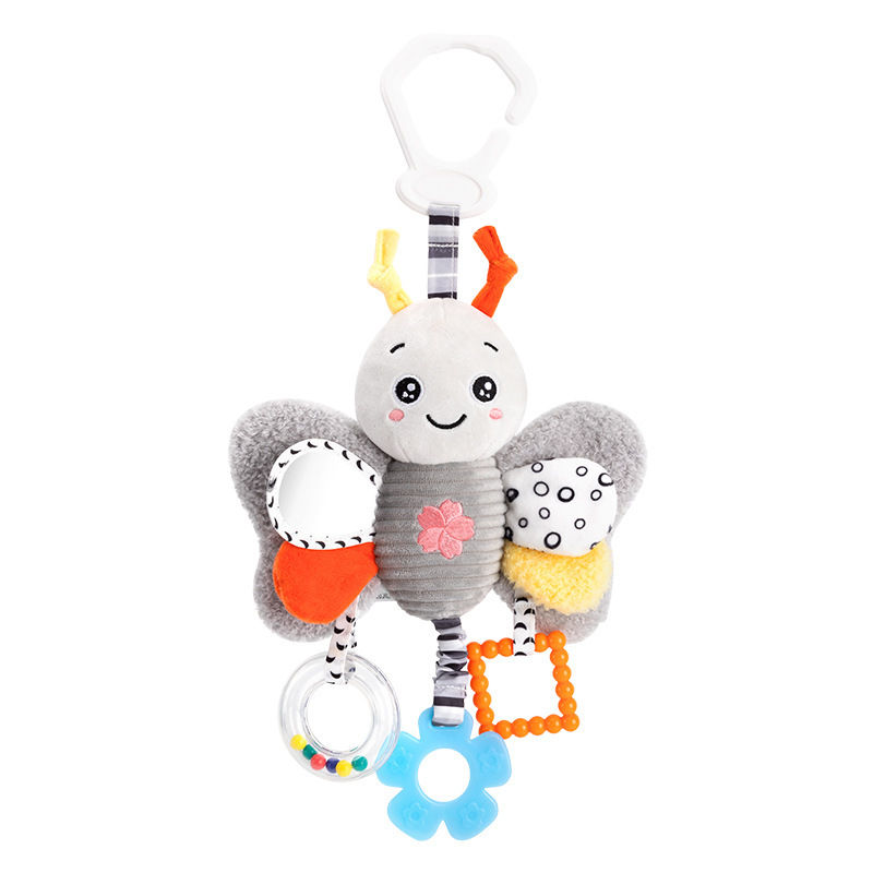 Happy monkey recién nacido calmar muñeca coche colgar cama colgar campana bebé campana cama juguetes de educación temprana para bebés