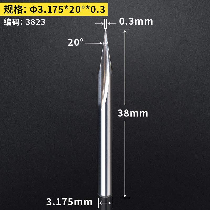 Huhao 3.175/4/6mm doble hoja recta ranura afilado Cuchillo CNC cónico cuchillo grabado máquina herramienta cuchillo de alivio profundo