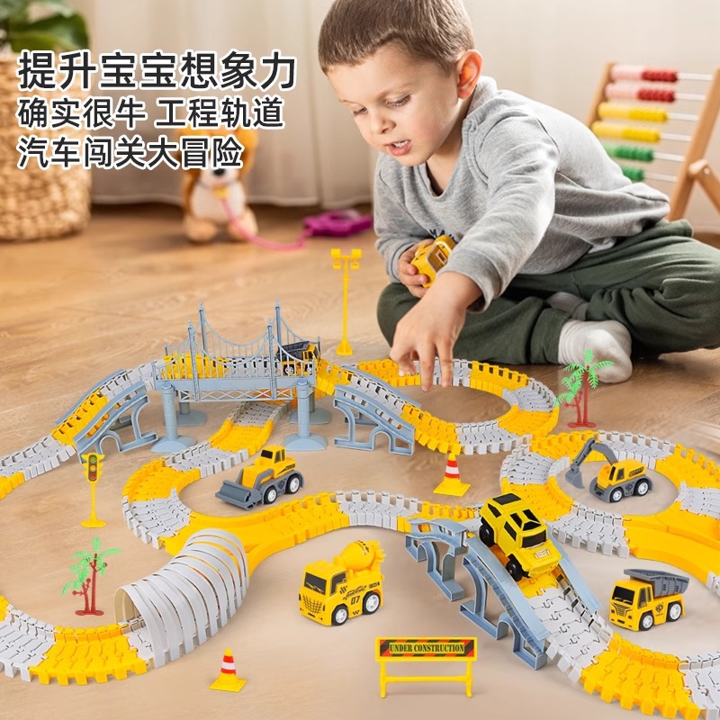 TongLi juguetes ferroviarios transfronterizos juguetes educativos eléctricos para niños vagones de ingeniería regalos de cumpleaños puestos al por mayor