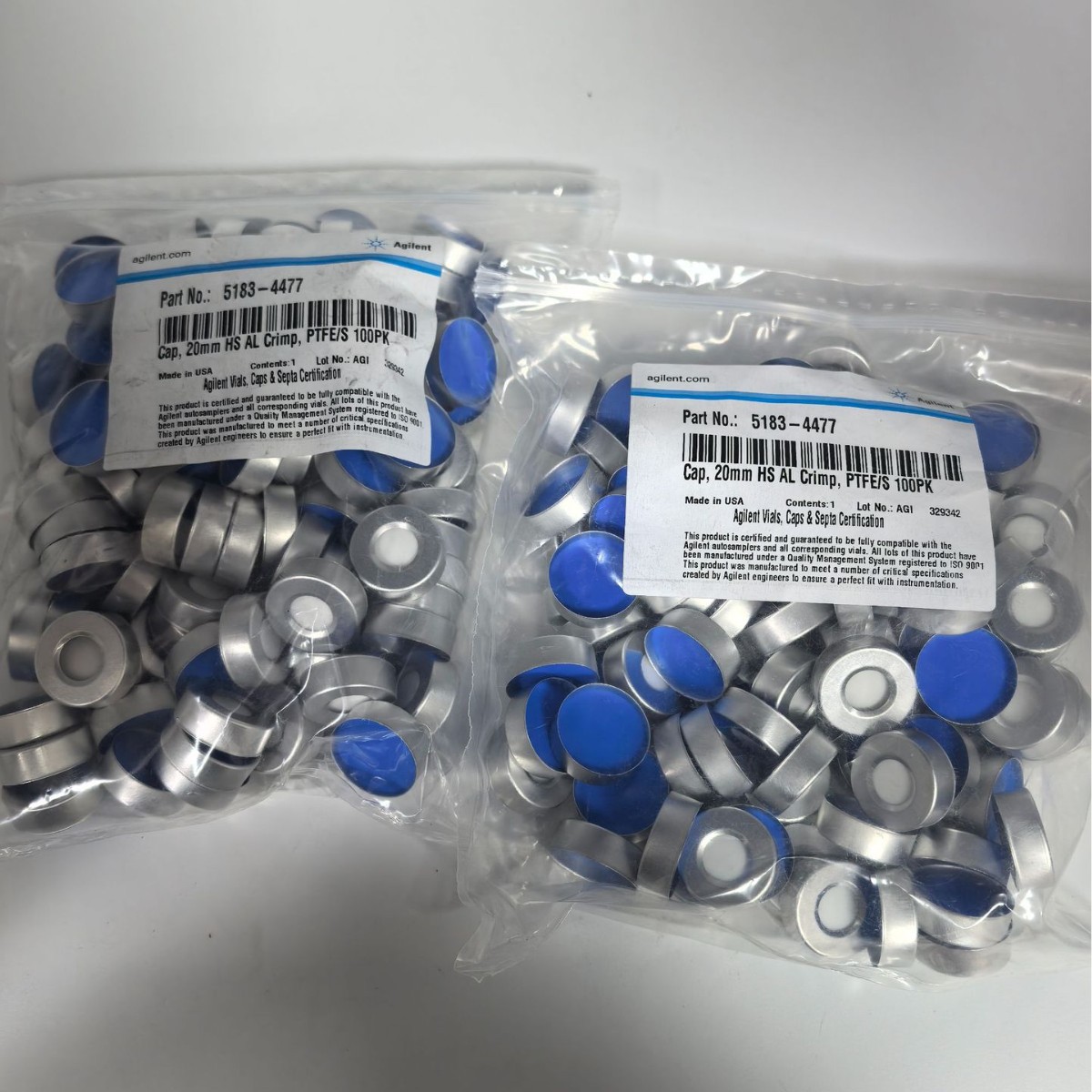 安捷伦Agilent  5183-4477 顶空瓶盖 20 mm铝质 PTFE/白色硅橡胶