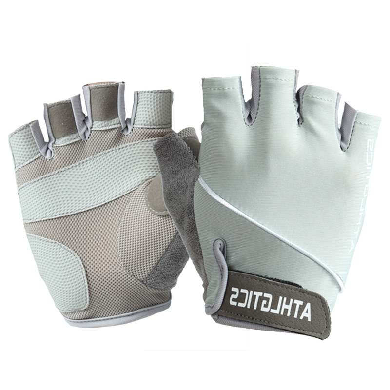 Bicicleta Medio dedo guantes deportivos hombres y mujeres fitness humedad wicking transpirable resistente al desgaste al aire libre equitación de seda de hielo guantes antideslizantes