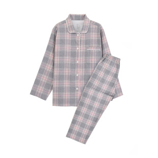Cotton Flannel Pajamas, Unprinted and Side-Seamed, Japanese-Style High-Quality Home Clothes Couple Set 3