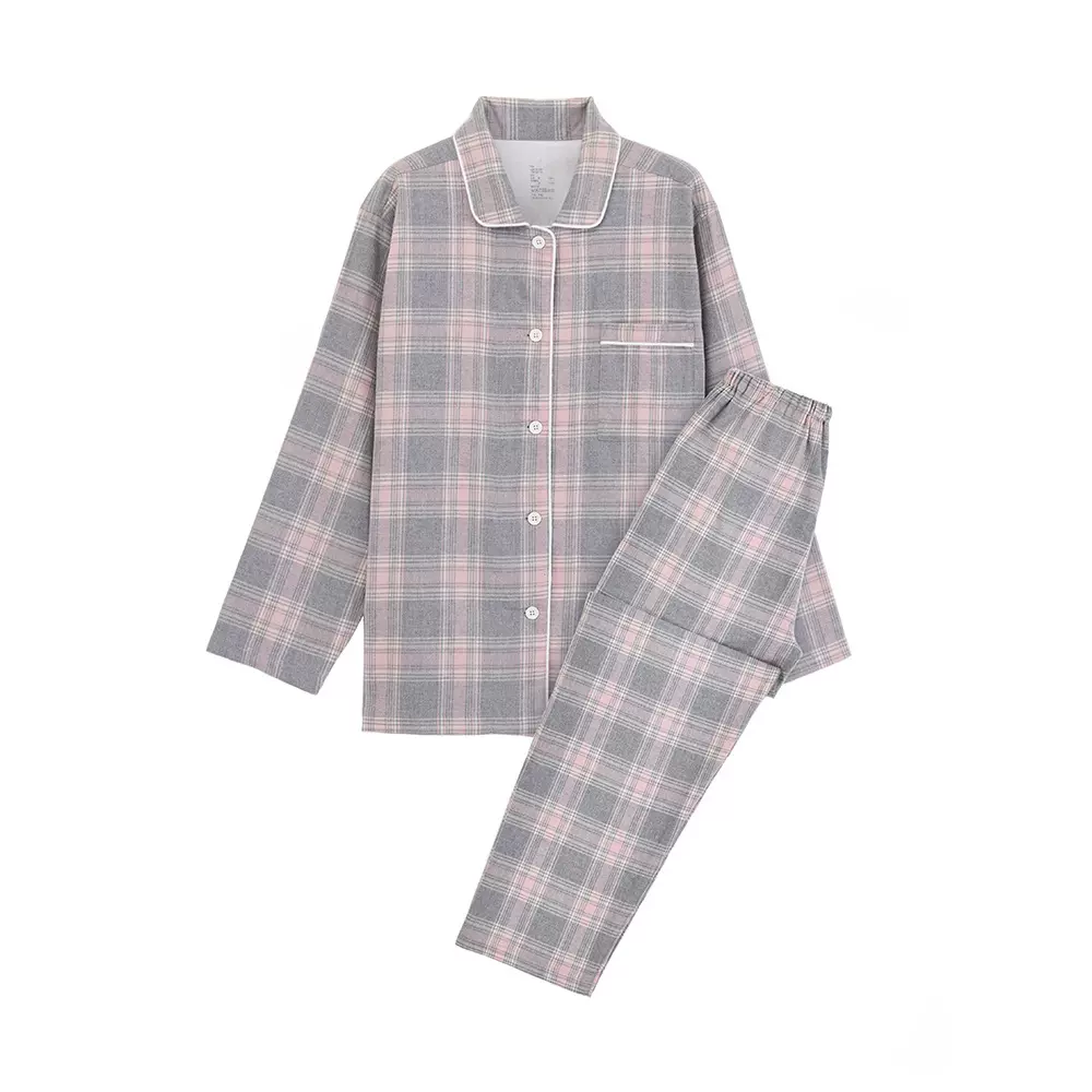 棉法兰绒睡衣 无印无侧缝日式良品家居服情侣套装 3