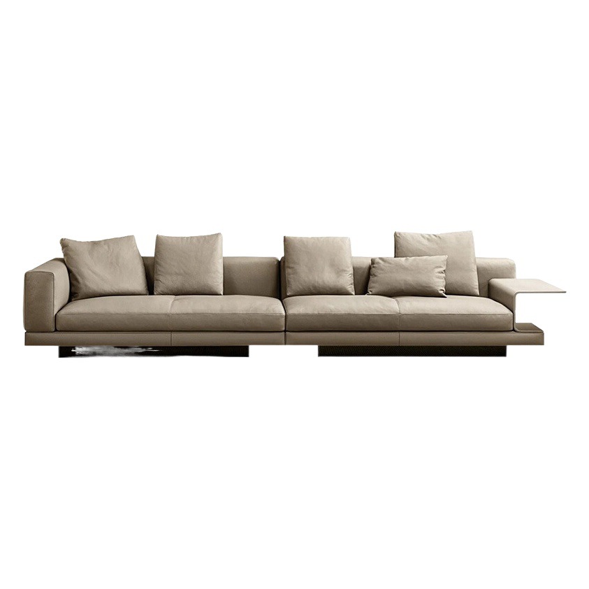 Villa minimalista italiana sofá de cuero gran apartamento sala de estar muebles simple sofá de tres plazas sofá de fila recta combinación