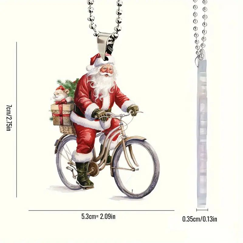 Navidad en bicicleta Santa Claus Fiesta Colgante Transfronterizo coche plano nuevo tipo de decoración llavero colgante