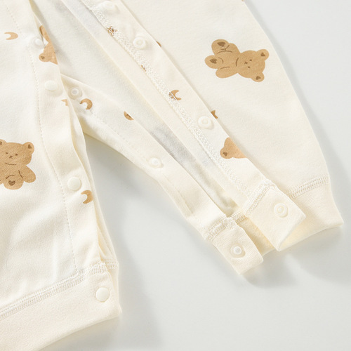 2024 Spring and Summer Baby Onesies Baby Pure Cotton Cover Up Clothes Children's Boneless Long Sleeve Romper Clothes Bobi Bear