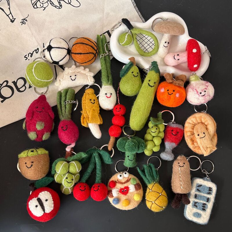 New Texted Handmade Wool Felt Bag Pendant Fruit and Vegetable Keychain Korean Backpack Hanging Accessories Accessories