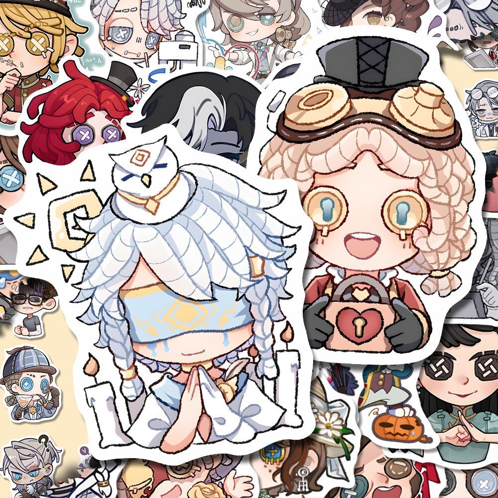 128张Q版第五人格贴纸线条简笔画个性贴画装饰diy手账本防水高清