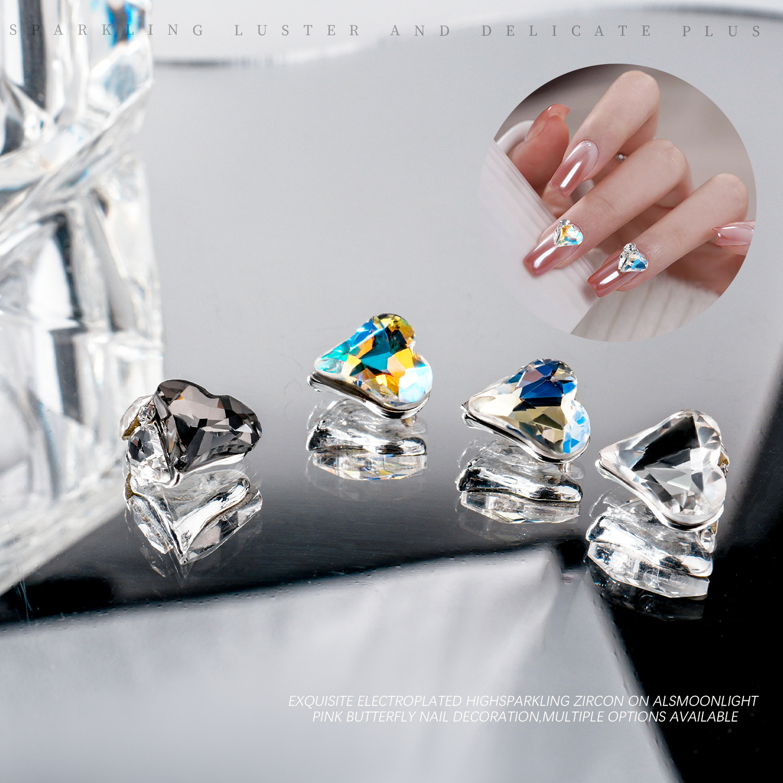 Celebridades de Internet artículos de uñas calientes amor montón de diamantes super flash 2025 nuevo producto terminado hecho a mano con uñas grandes diamantes