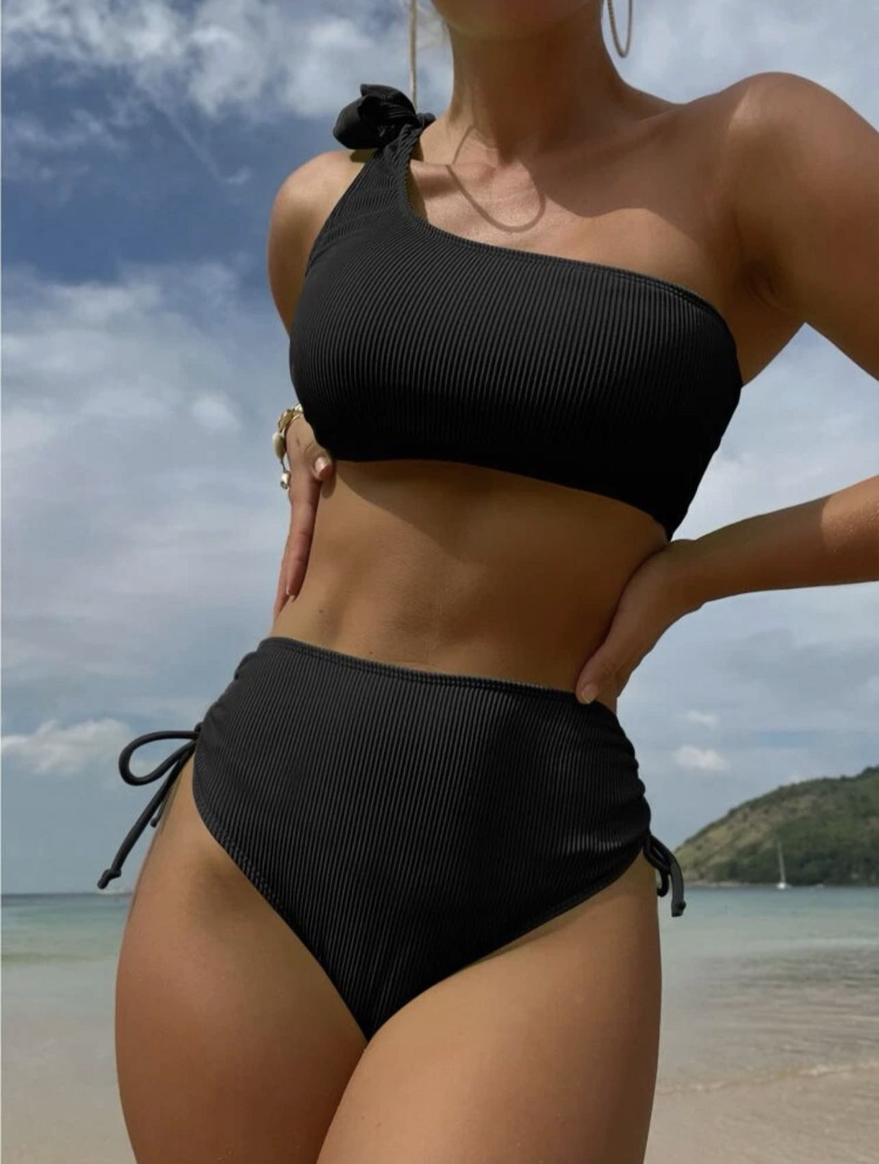 Full Coverage Bra Cup Women's Solid Color 2 Pieces Set Bikinis Swimwear