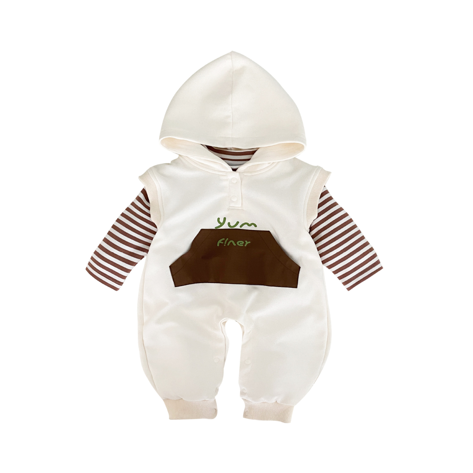 Ropa para niños coreanos, ropa para bebés, traje de otoño, traje de una pieza, traje de escalada 0-3, camiseta a rayas, mameluco con capucha, traje de dos piezas