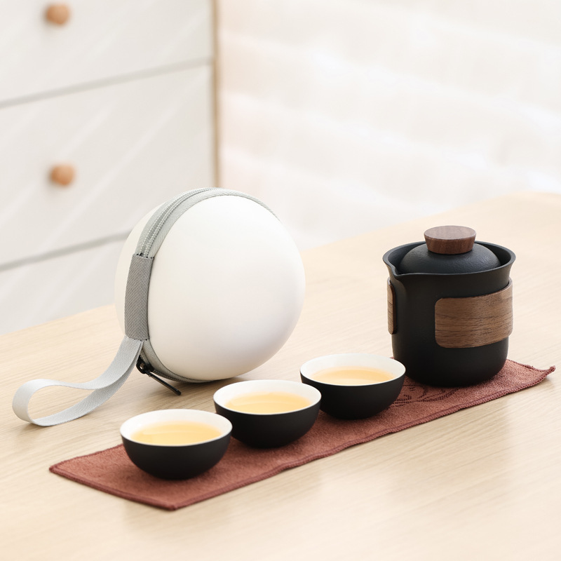 Juego de Té Portátil de Viaje de Cerámica Portátil para Aire Libre