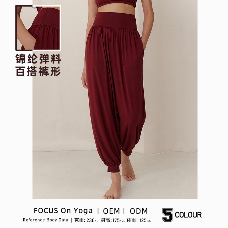 Korean-style Harlan Sports Yoga Pants Foot Shrink Yoga Pants Breathable and Smooth Nylon Pilates Pants