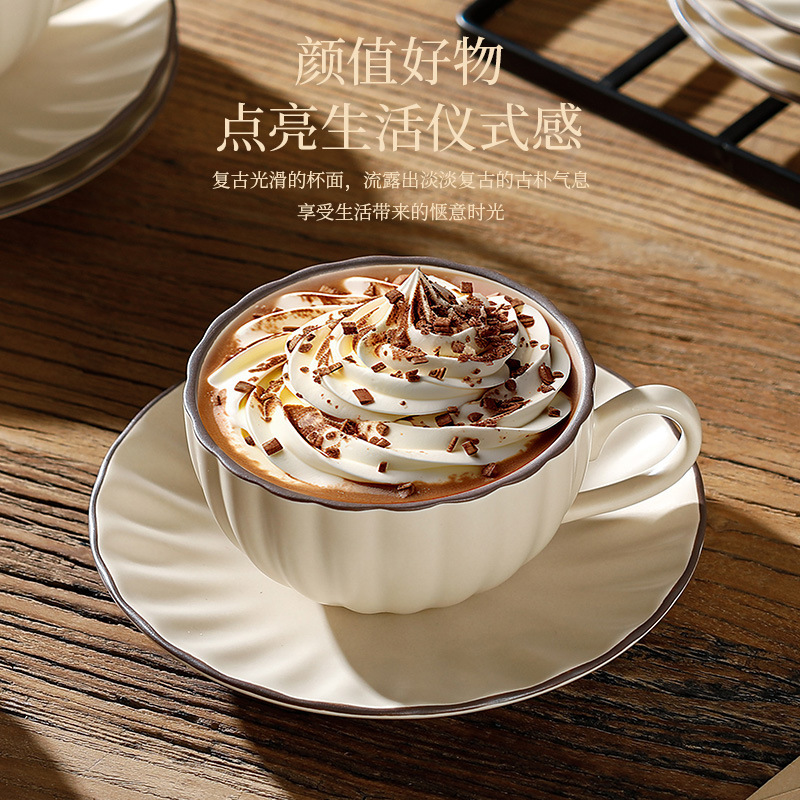 Coffee Cup and Saucer Ceramic Simple Latte Cup Home Creative British Afternoon Tea Cup Coffee Cup Set Gift Box Coffee Cup and Saucer Ceramic Simple Latte Cup Home Creative British Afternoon Tea Cup Coffee Cup Set Gift Box