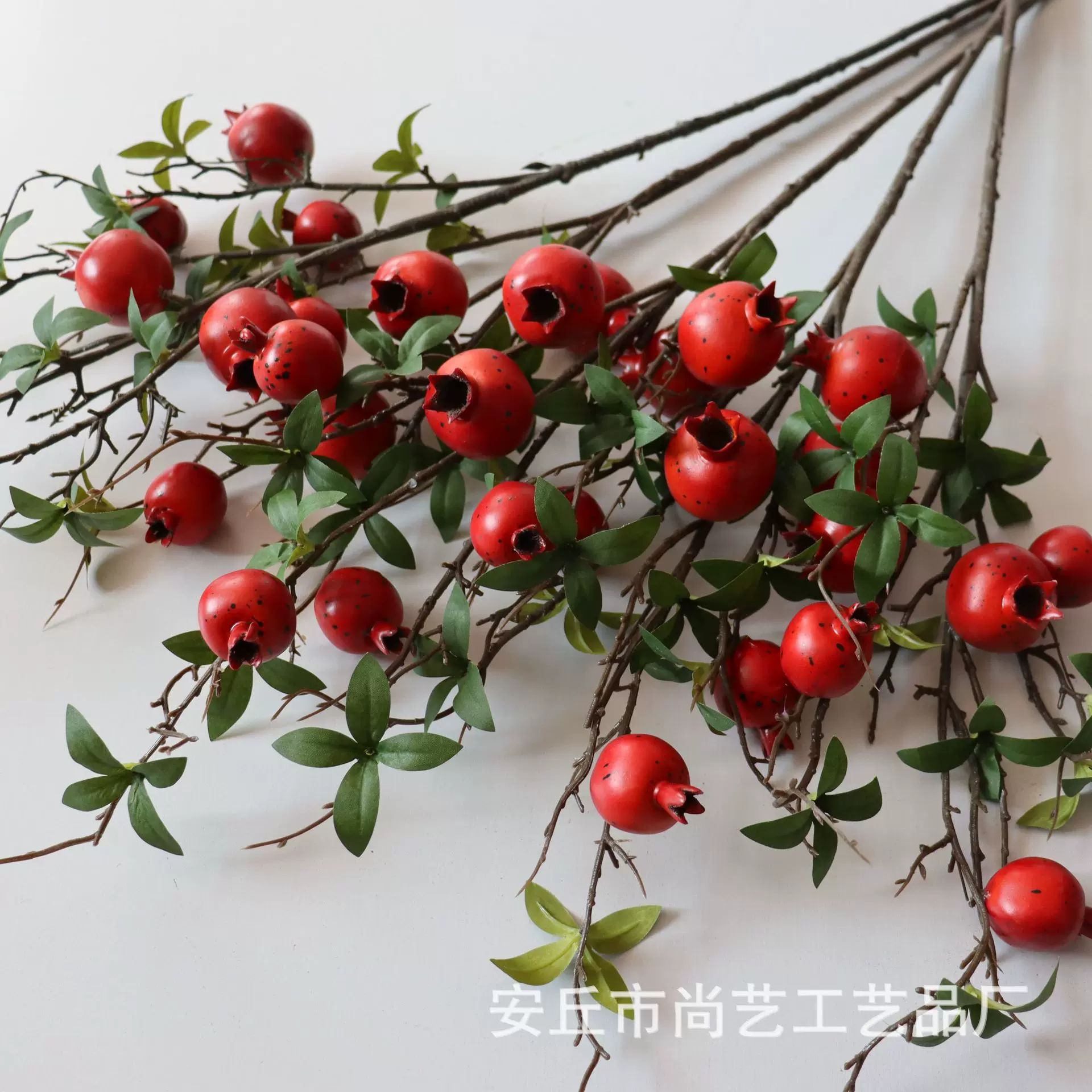 仿真石榴果子果实客厅装饰摆件福桶年宵花餐桌玄关假花树枝仿真果