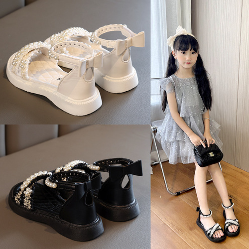 Children's Princess Sandals 2024 New Summer Baby Toddler Big Girl Soft Sole Fairy Shoes