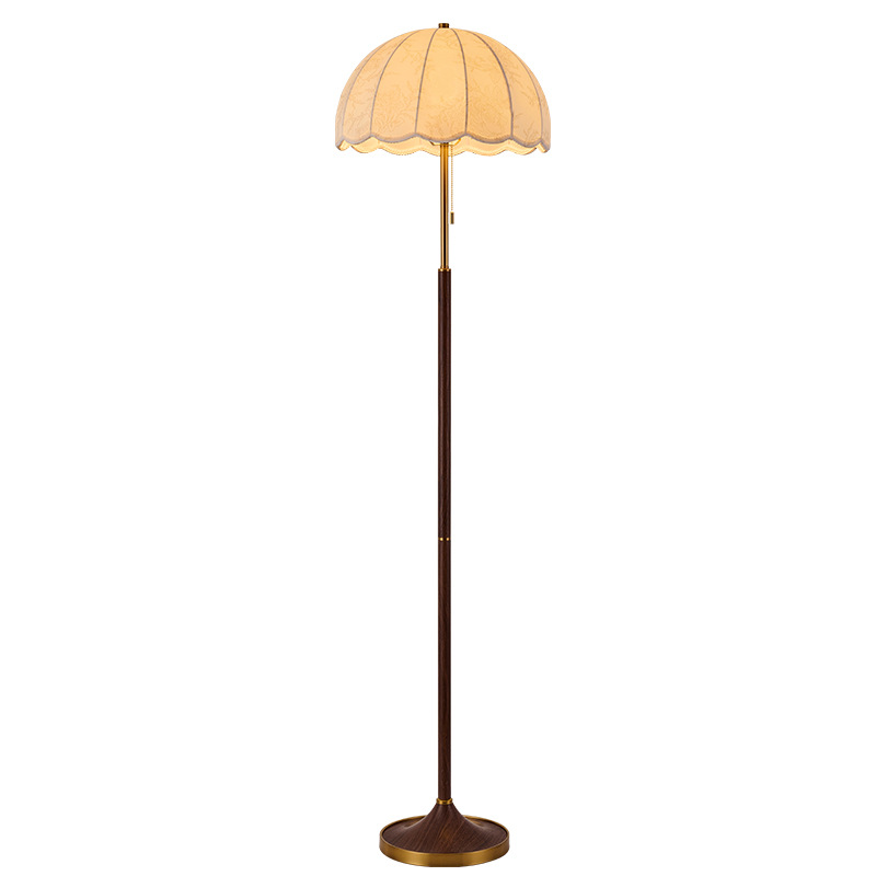 Grand View Garden retro lámpara de suelo al lado del sofá tela americana de alta calidad madera sólida lámpara de dormitorio lámpara de estilo antiguo L535