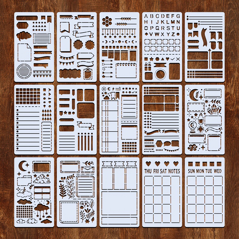 15 Pieces Diary Templates 4 X 7inch for Bullet Diary Notebook Diary Scrapbooking Templates