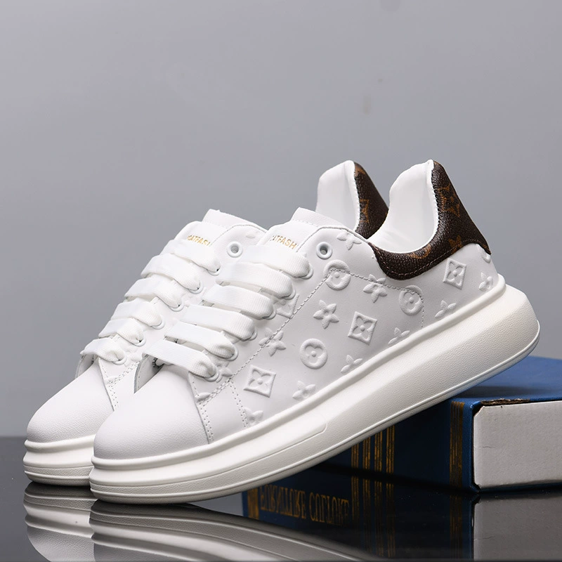 Белые туфли из натуральной кожи на толстой подошве, мужская обувь, осень 2024, новые дышащие универсальные мужские и женские туфли на платформе 655