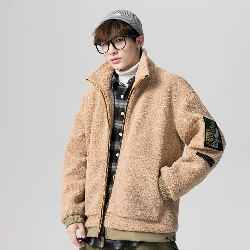 2020 invierno nueva tendencia juvenil versátil chaqueta de moda para hombres delgada chaqueta de cordero cálida