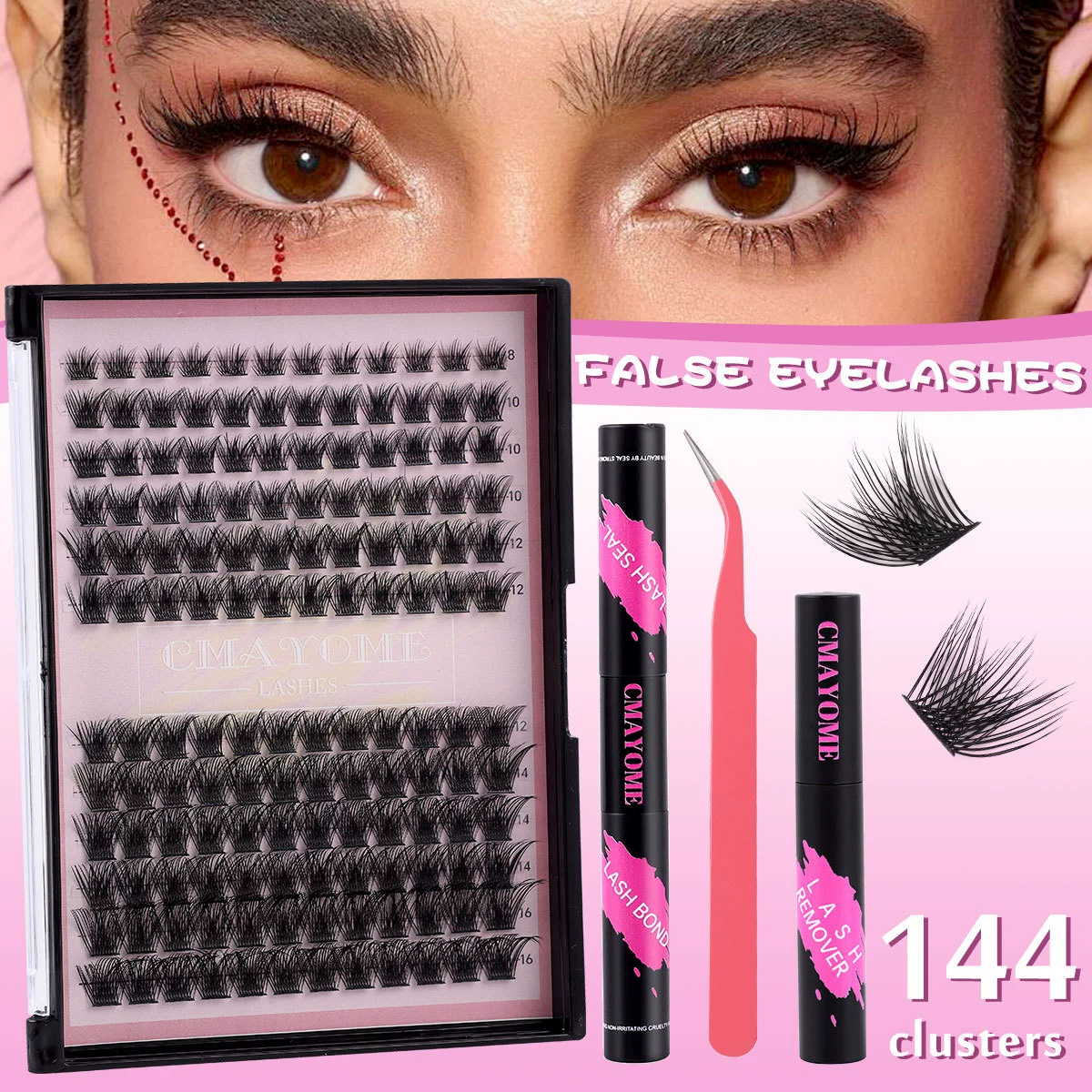 Dense Curling False Eyelash Clusters (European Style) — 144 Clusters, multi-set DIY options
