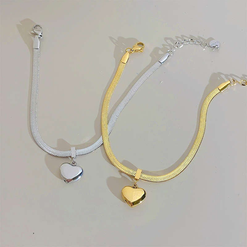 Bracelets, Necklace Classification Wholesale Jewelry Fashion Heart Shape 304 Stainless Steel 16K Gold Plated White Gold Plated Gold Plated PVD Coated Bracelets Necklace