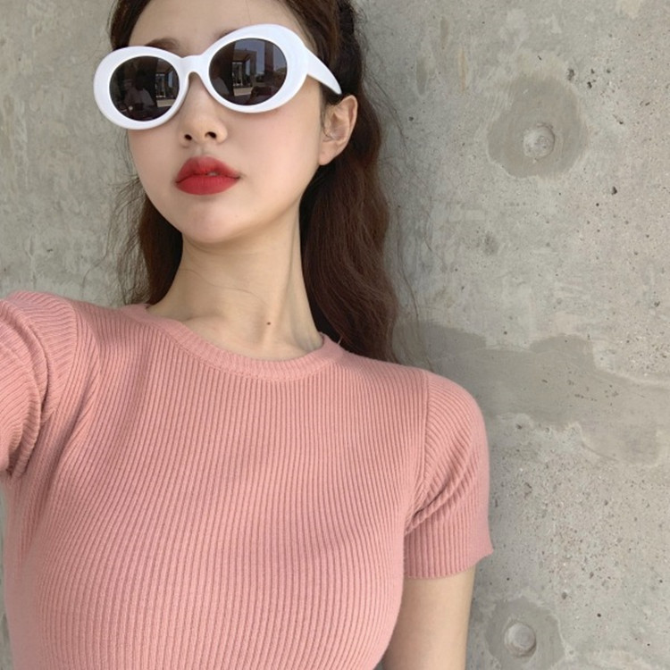 短袖上衣女夏2024新款甜酷风小款薄打底辣妹修身显瘦短袖针织t恤