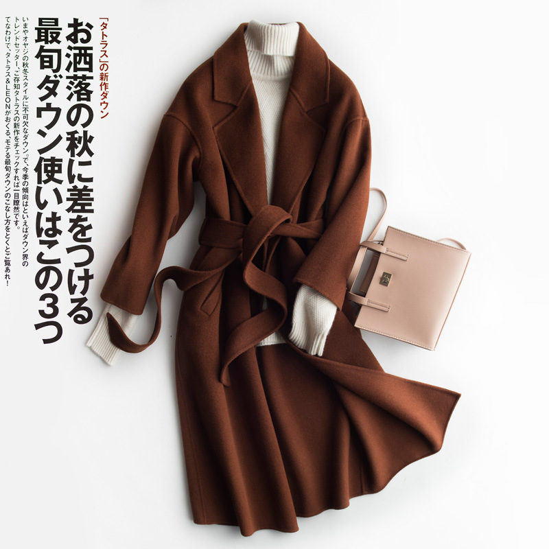 Wholesale Clearance Hepburn Double-sided Cashmere Coat Women's Mid-length Loose Large Size Knee Wool Coat