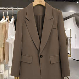 咖色西装外套女2026年春秋新款小众一粒扣时尚百搭外贸女士小西服