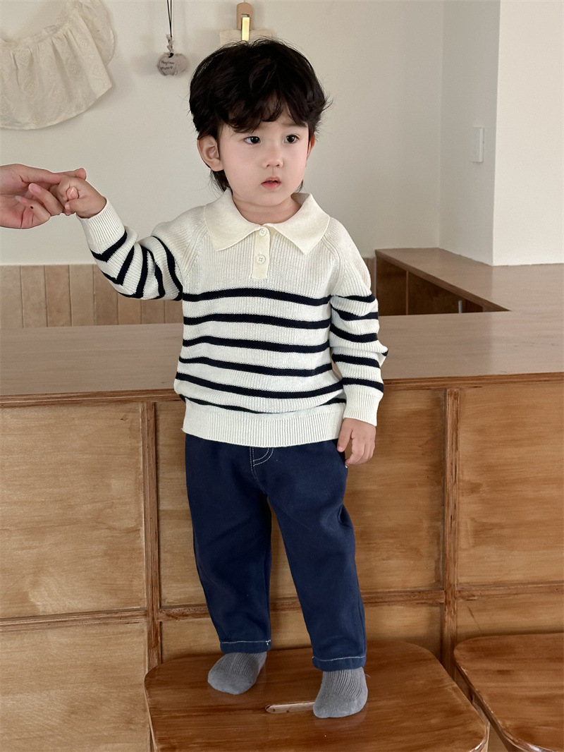 Suéter infantil con solapa Jeans Baby2025 ropa de primavera ropa infantil coreana ropa de primavera para niños dos piezas