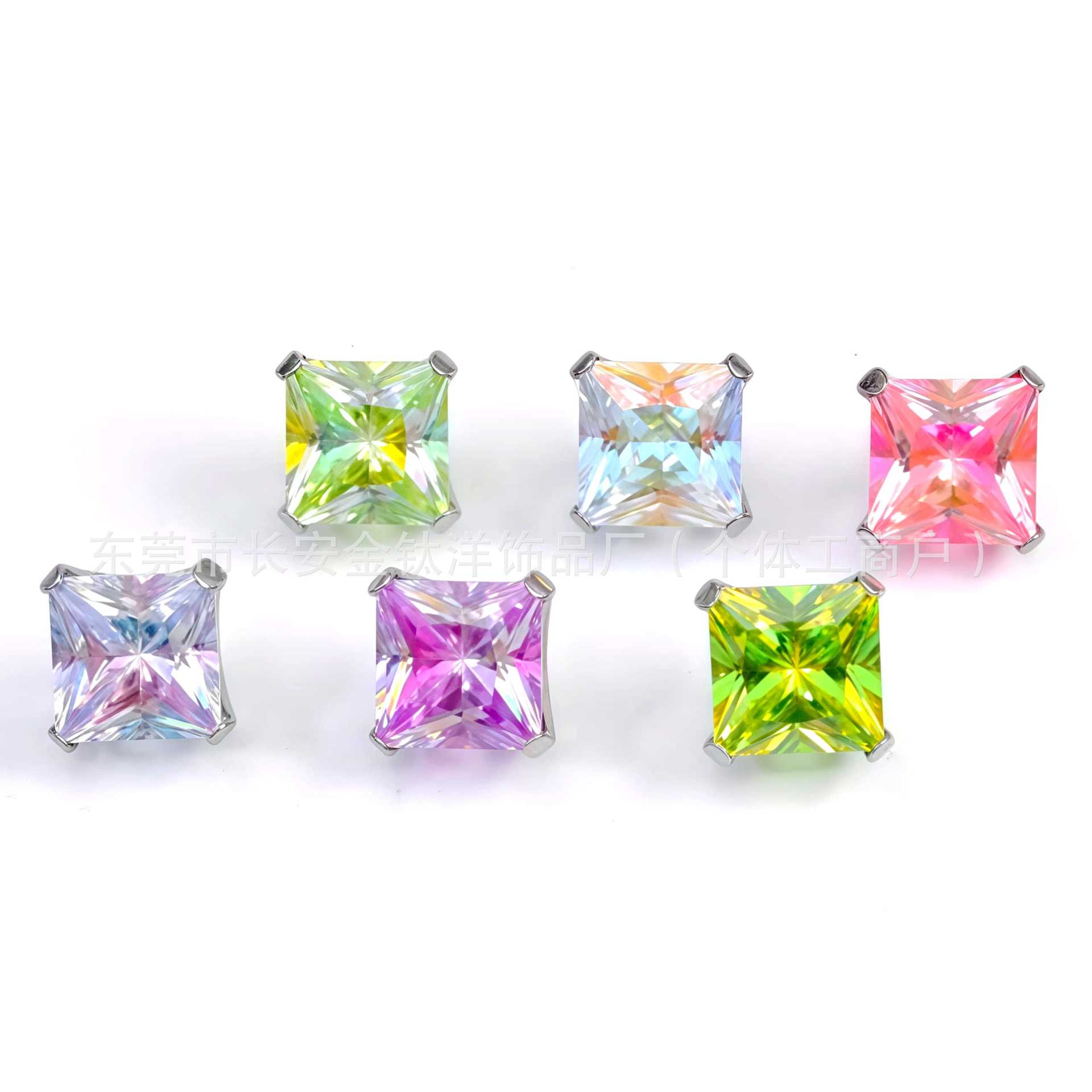 F136 Titanium Four-Prong Round-Bottom Sugar Cube 5A Zircon Lip Stud Earring - G23 Titanium Alloy Lip Piercing Jewelry detail image 8