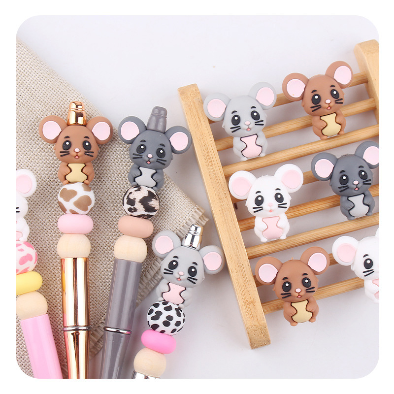 Productos para bebés animados animales 3D ratones pequeños dientes creativos DIY baby molar chupetas anti-caída accesorios de cadena