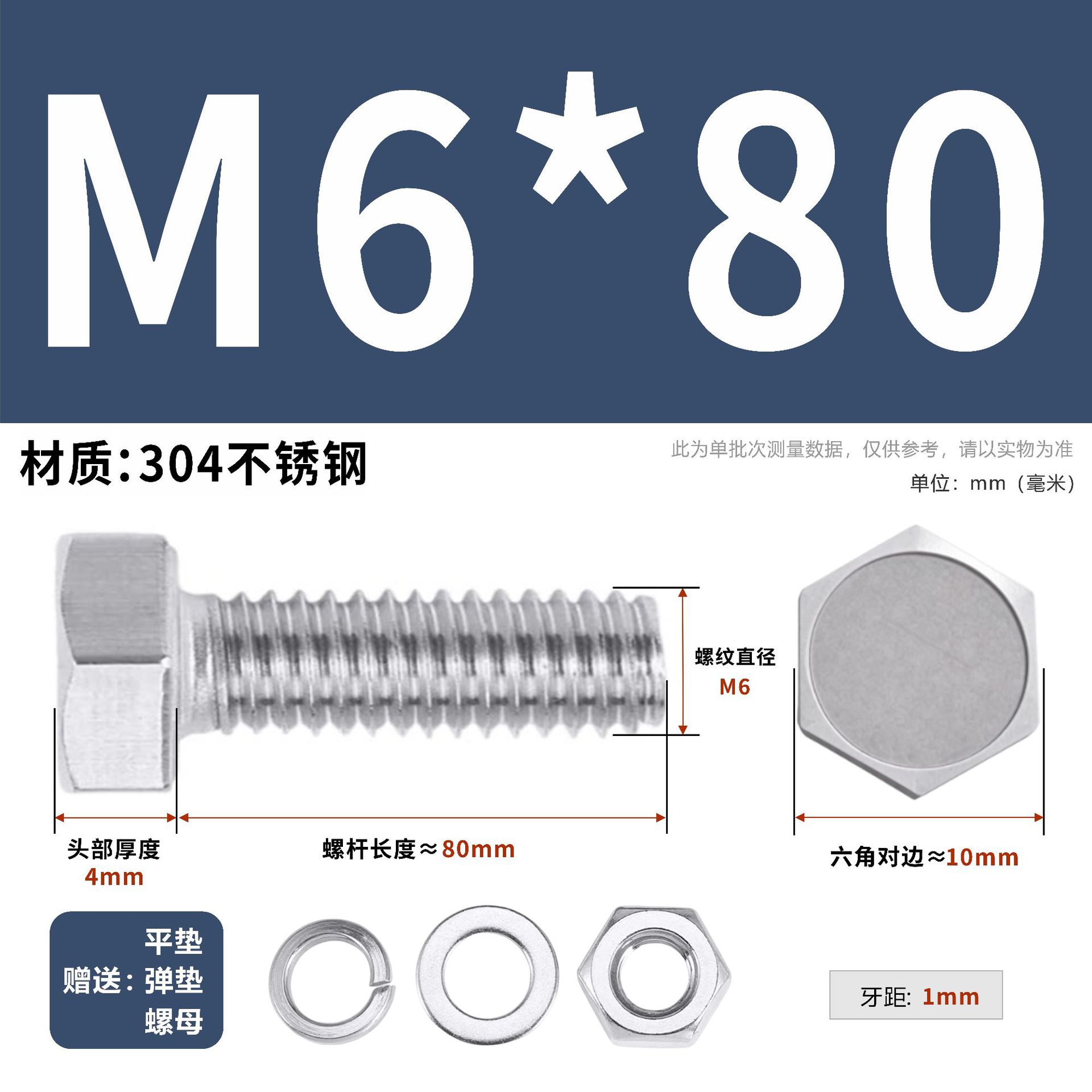 304 acero inoxidable tuerca perno hexagonal conjunto de accesorios de almohadilla de resorte M3M4M5M6M12 image 85