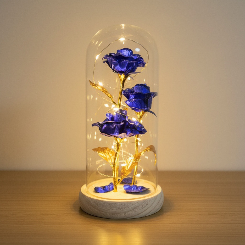 3 flores doradas de flores eternas regalos del Día de la Madre Qiuxi decorativos de mesa ramo de flores regalos del Día de San Valentín transfronterizos