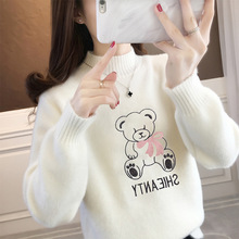 2025刺绣毛衣女大童初中高中半高领学院风百搭卡通甜美针织少女装