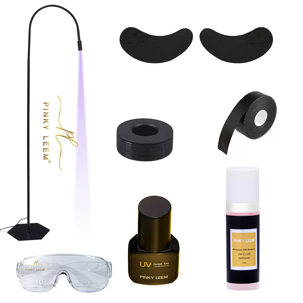 UV紫光睫毛灯LED嫁接睫毛胶水护目镜黑色眼贴美睫店专用嫁接套装