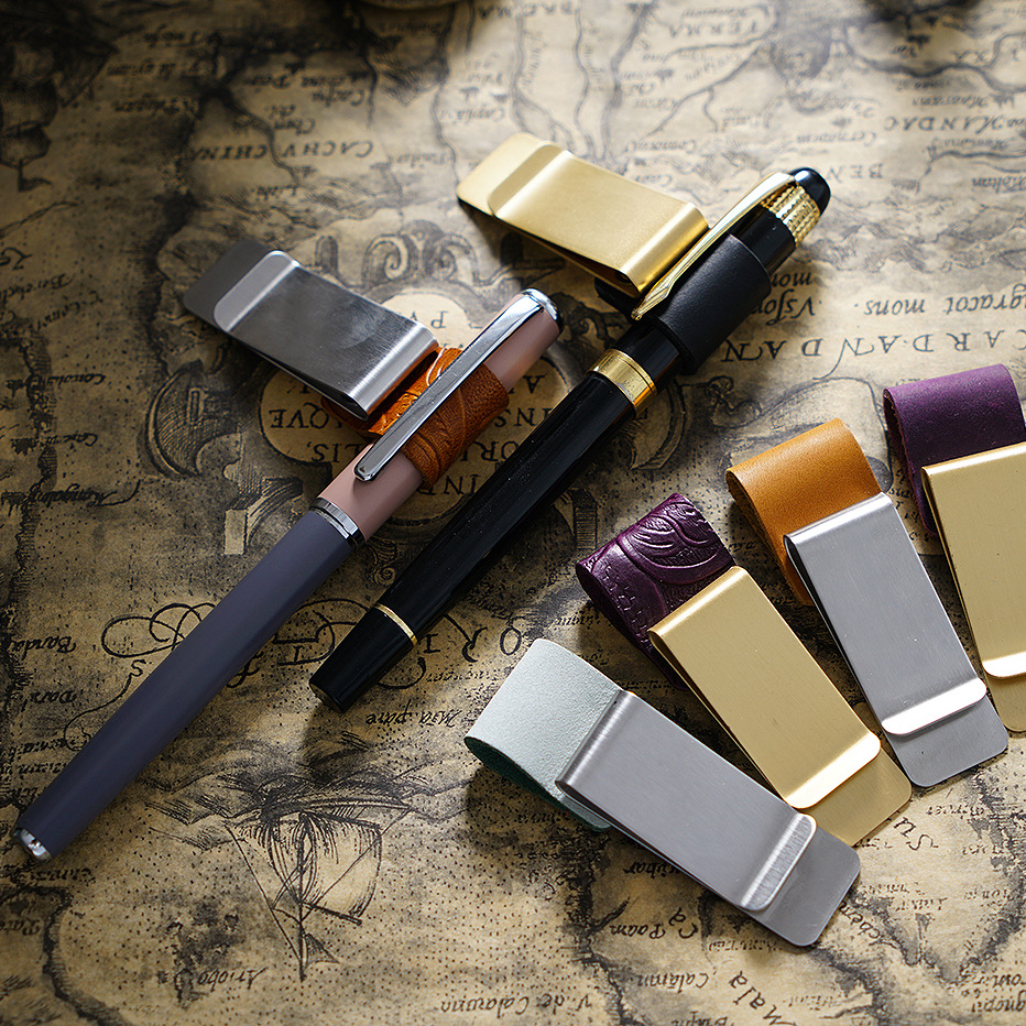 Accesorios para cuaderno de viajero TRAVELER'S, marcapáginas, clip para bolígrafo, billetera de metal, cuero retro