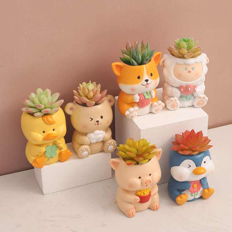 Chậu Cây Resin Chậu cây mọng nước hình động vật resin, chậu mini trang trí nhà, văn phòng, ban công và sân vườn (RG-86)