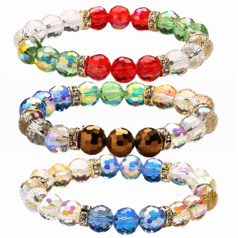 Estilo coreano Super brillante colorido cristal 96 superficie granos de la tierra 10MMDIY cristal multi-color pulsera de cuentas