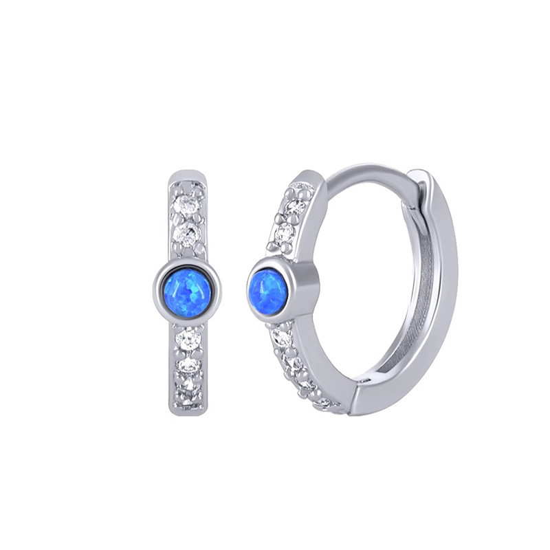 Blue Earrings Men's Fashionable All-match Duffian Handsome Earrings Niche Design Diamond Distinctive Street Style Simple Earrings