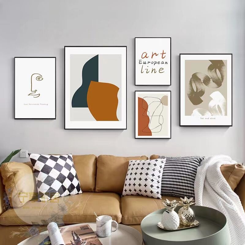 Living room decorative painting, sofa background wall abstract mural, modern minimalist line figures, Nordic creative wall art for bedroom Living room decorative painting, sofa background wall abstract mural, modern minimalist line figures, Nordic creative wall art for bedroom