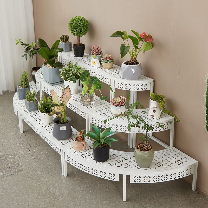 屋内フラワーラック収納ラックバルコニー鉄はしご床置き多層屋外中庭多肉植物白植木鉢ラック|undefined