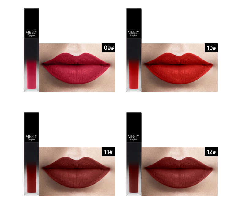 VIBELY matte nude liquid pearlescent lip gloss from Europe and America, matte non-stick cup, non-fading lip gloss, a bestseller in foreign trade undefined