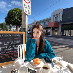 板栗可可'里斯本早秋'慵懒风毛衣开衫外套女连帽早秋麻花针织上衣