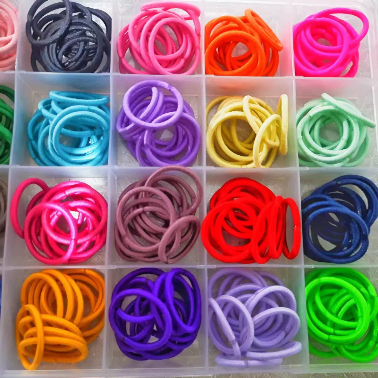 跨境爆款儿童皮筋发饰发圈饰品收纳盒套装头绳彩色高弹力松紧护发