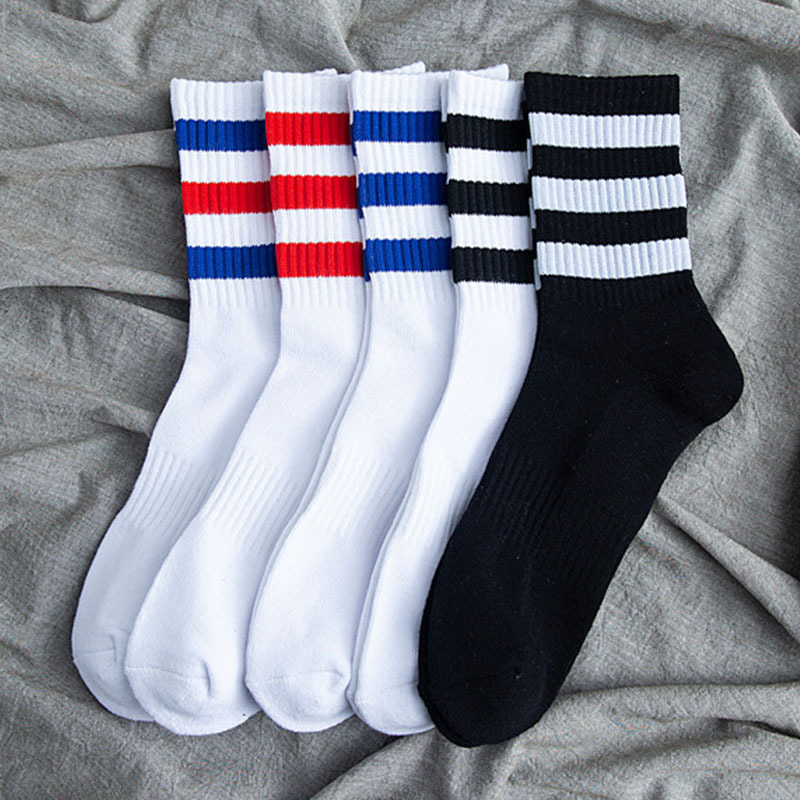 Chaogene brand circus in the cash socks thick striped sports stockings three bar cotton socks men's spring socks