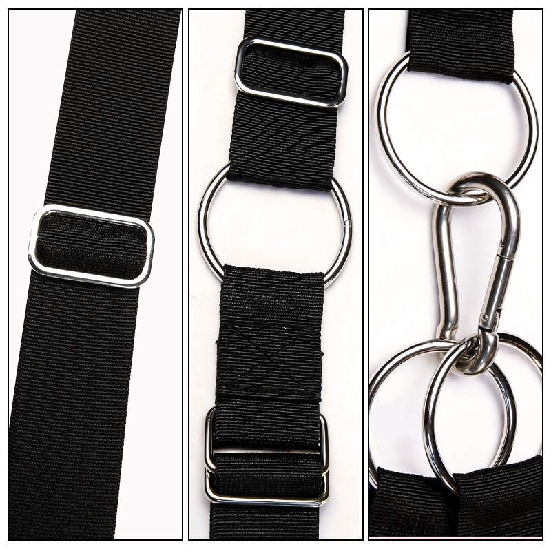 Jiuai SM Bondage Swing Set with Handcuffs, PU Leather and Metal, Black — detail image 48
