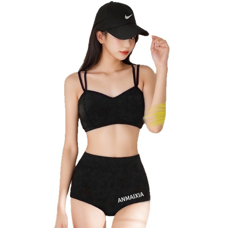 Traje de baño de mujer explosivo, bikini dividido, traje de baño de playa de protección solar de manga larga de tres piezas sexy con cobertura de vientre delgada al por mayor