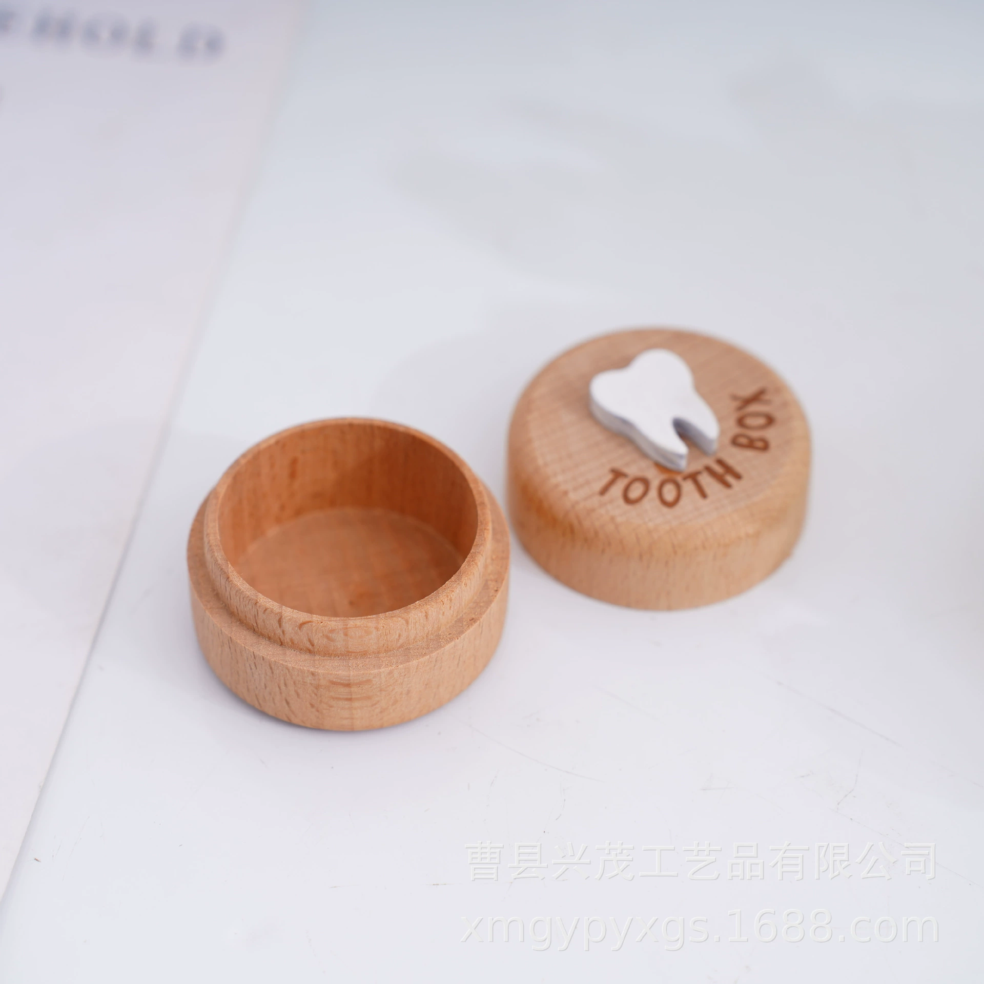 Wooden Baby Tooth Box (Engravable), Solid Wood Keepsake, Ø5 × 3.5 cm